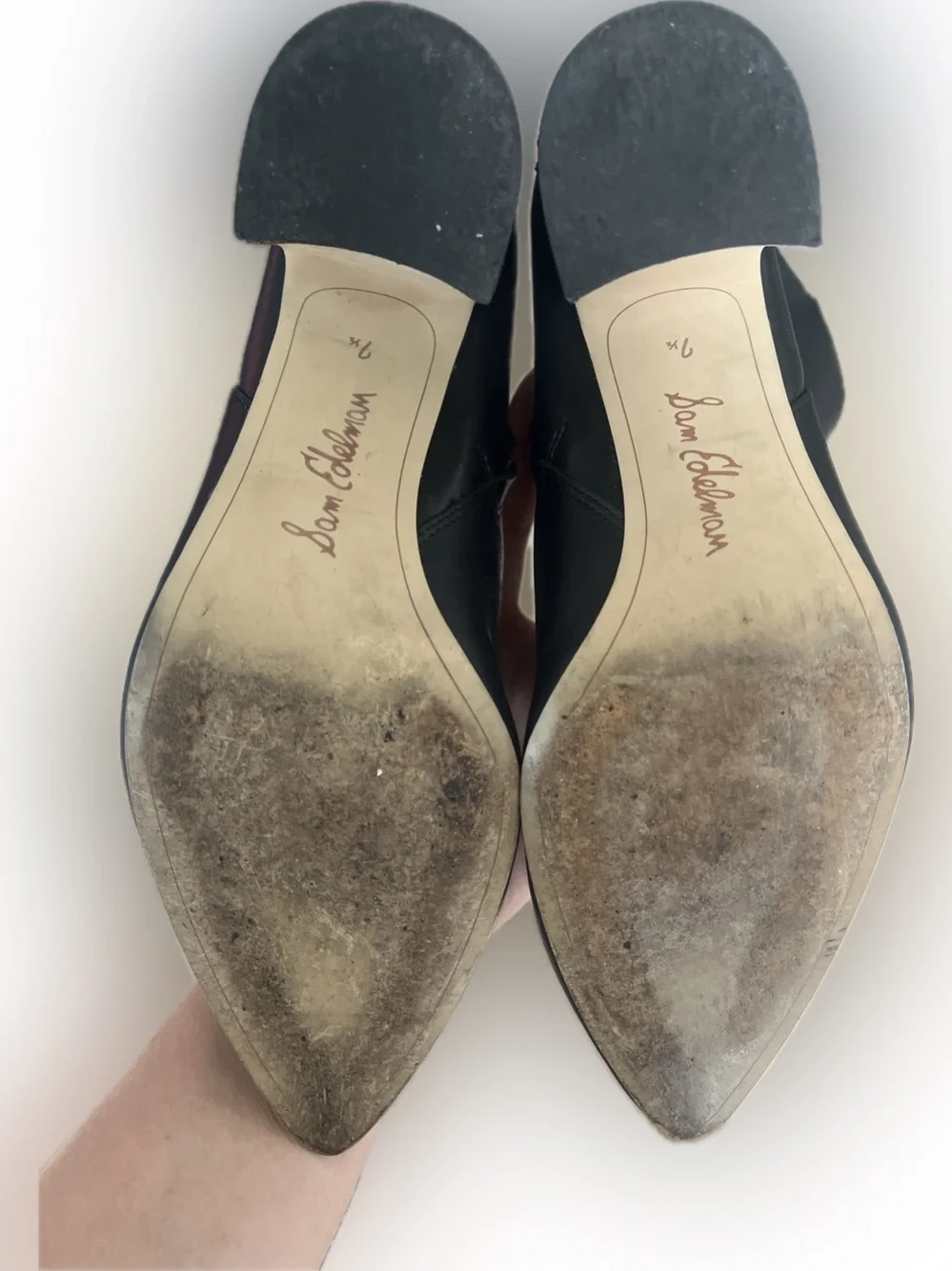 Sam Edelman Black Leather Pointed Toe Ankle Booties